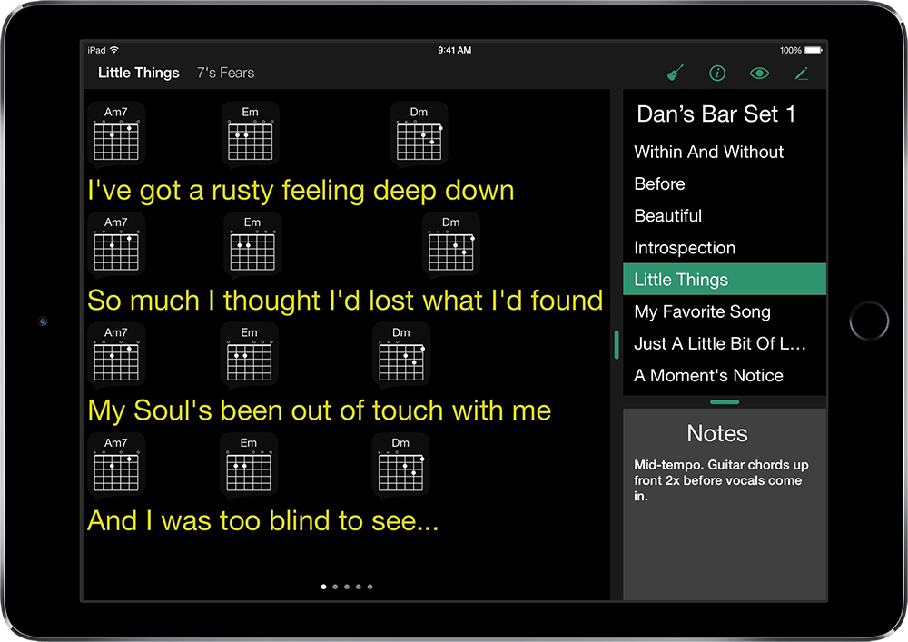 Setlists on iPad